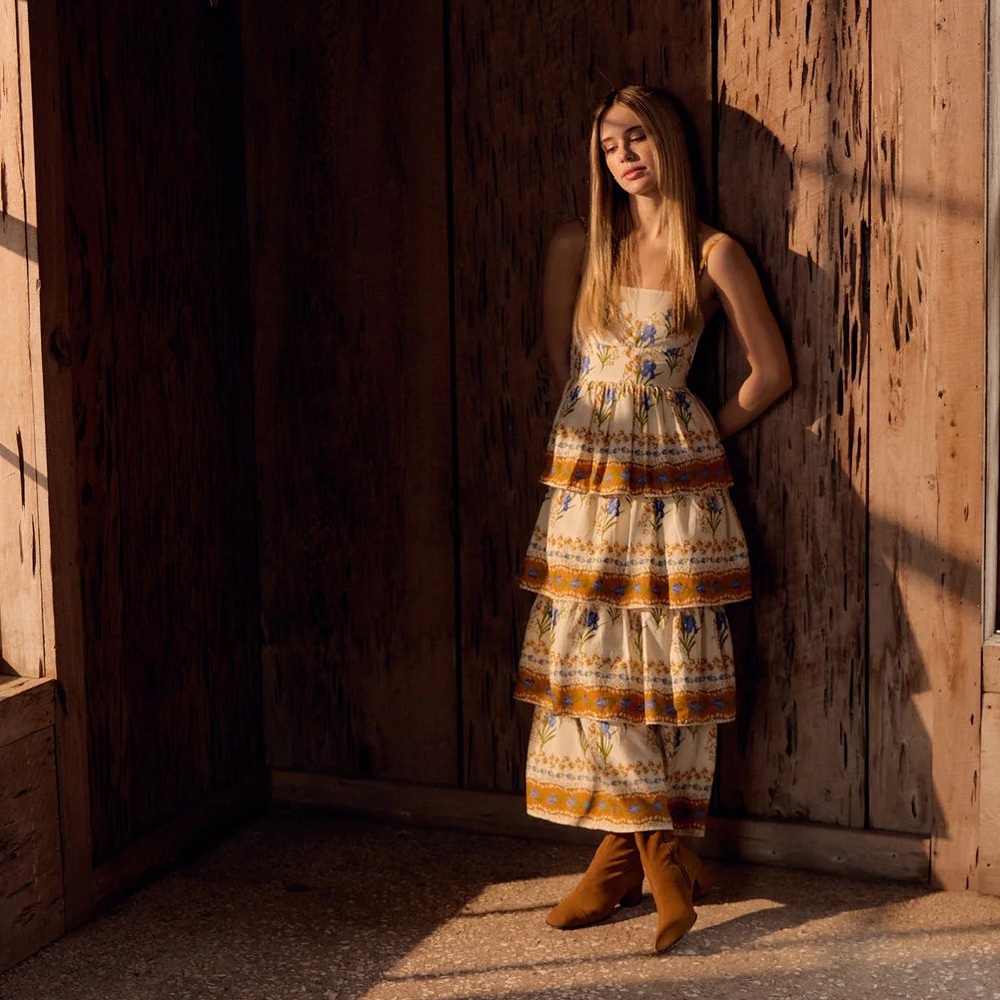Olivia by Livro Ophelia Midi Dress Size Small Boho Cottagecore NWT Retail $385